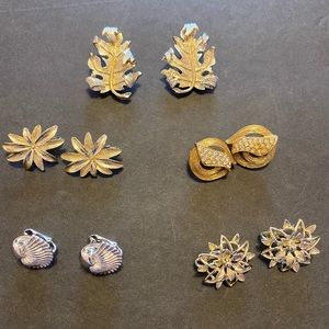 Vintage Clip 5 Earring Sets Bundled Lot